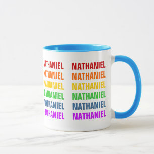 Taza Personalizable Arcoiris Repetición de texto Mug