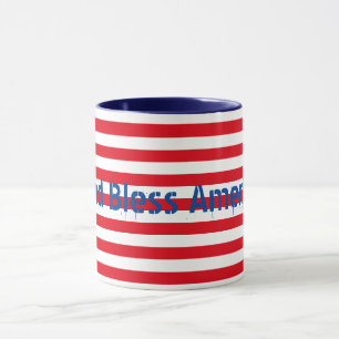 Taza Personalizable Azul Blanco Rojo "Dios bendiga a Es