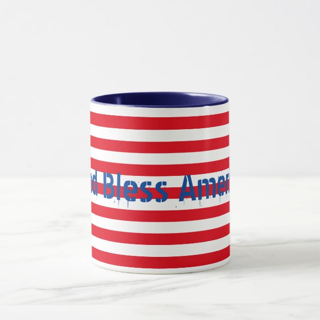 Taza Personalizable Azul Blanco Rojo "Dios bendiga a Es (Centro)