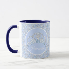 Taza Personalizable azul y plata tiara Mug
