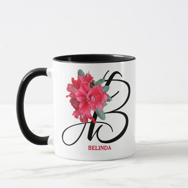 Taza Personalizable Belinda llama flores rojas boho de  (Izquierda)