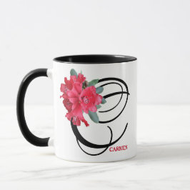 Taza Personalizable Carmen nombre rojo floral trendy bo