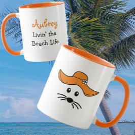 Taza Personalizable Chica de la playa del ratón pequeño