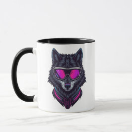 Taza Personalizable con Nombre de Arte Neon Lobo C