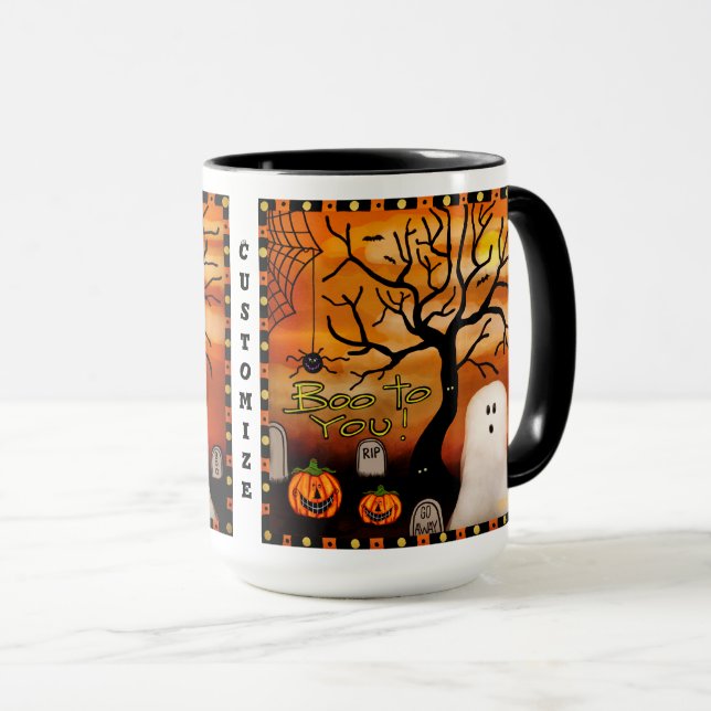 Taza Personalizable de araña de cementerio de chispa (Anverso derecho)