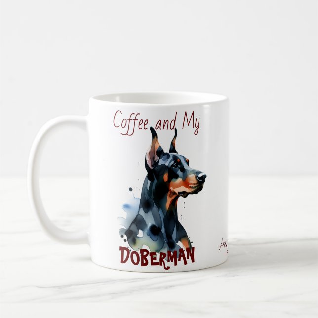 Taza personalizable de café y mi Doberman lindo (Izquierda)