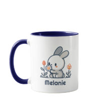 Personalizable de conejo y flores Mug