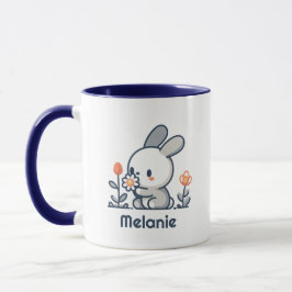 Taza Personalizable de conejo y flores Mug