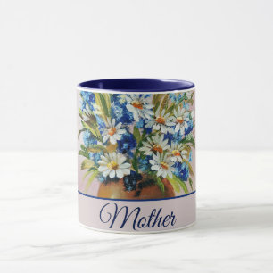 Taza Personalizable de jarrón de margarita acuarela