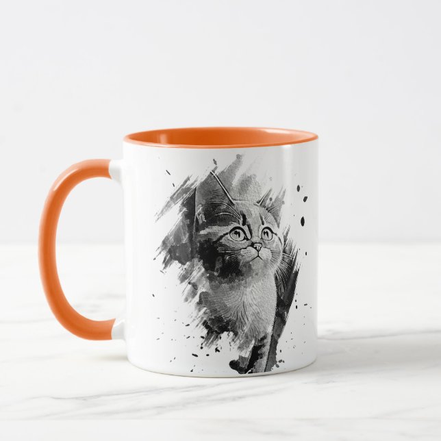 Taza Personalizable de peluca para gatos de pintura neg (Izquierda)