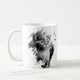 Taza Personalizable de peluca para gatos de pintura neg