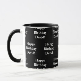 Taza Personalizable Feliz Cumpleaños Texto | Blanco y n