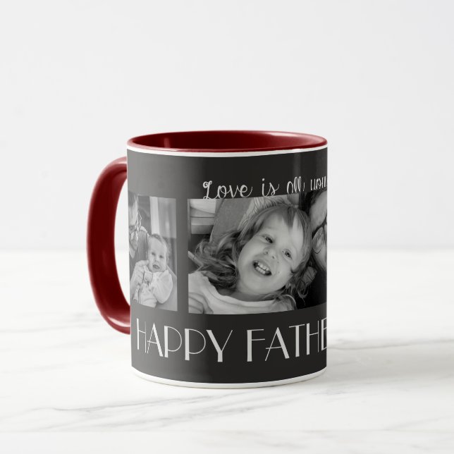 Taza Personalizable Feliz Día del Padre Gray Maroon Pho (Anverso izquierdo)