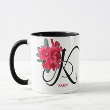 Personalizable Karen nombre flores rojas bonito gl