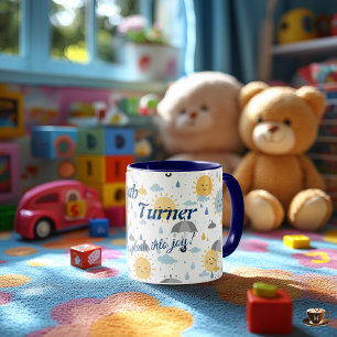 Taza Personalizable Kawaii Sun y lluvia Mug para los ni