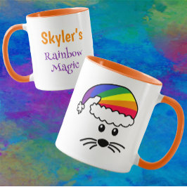 Taza Personalizable Little Mouse Rainbow Santa