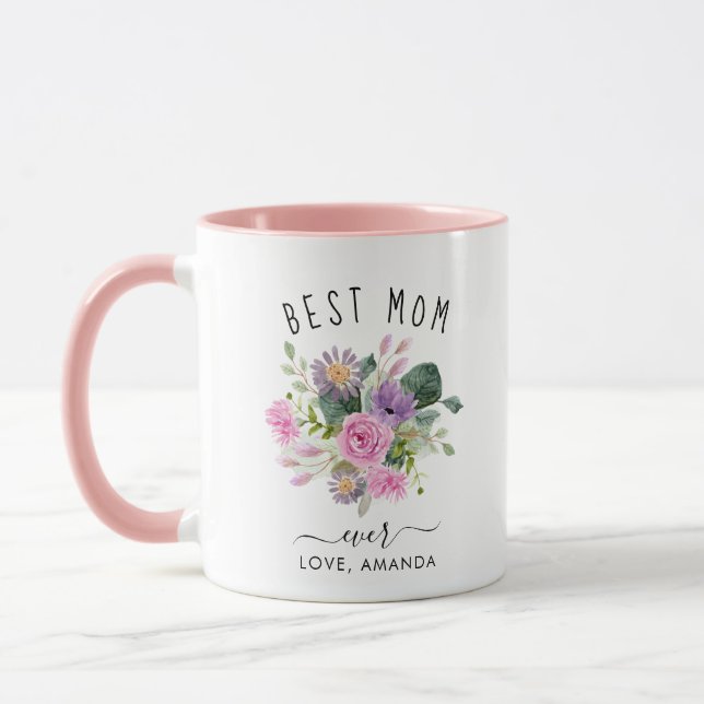 Taza PERSONALIZABLE Mejor Mamá Siempre De Moda Burgundy (Izquierda)