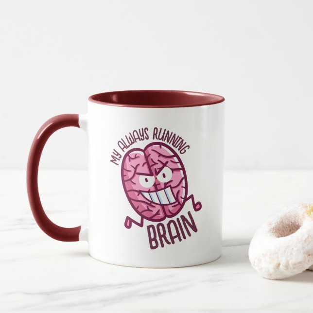 Taza Personalizable Mi cerebro siempre en funcionamient (Con donut)