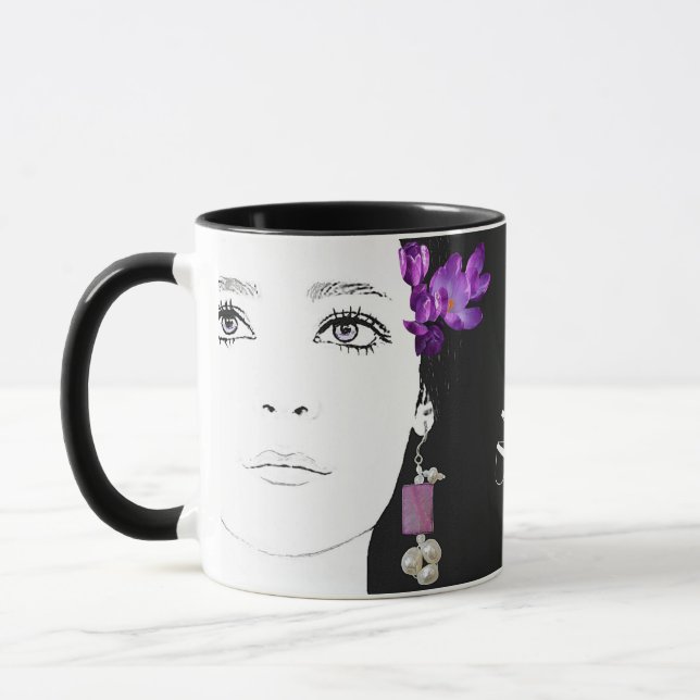 Taza Personalizable Miriam nombre bonito chica floral c (Izquierda)