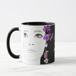 Taza Personalizable morado lindo floral moda gótico chi