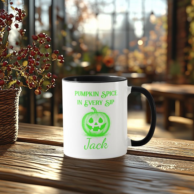 Taza Personalizable Neon Halloween - Diseño de calabaza (Subido por el creador)