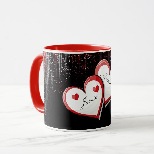 Taza Personalizable Nombre El día de San Valentín Coraz (Anverso izquierdo)