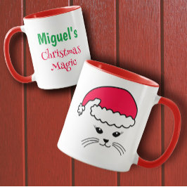 Taza Personalizable Pequeño Gato Santa