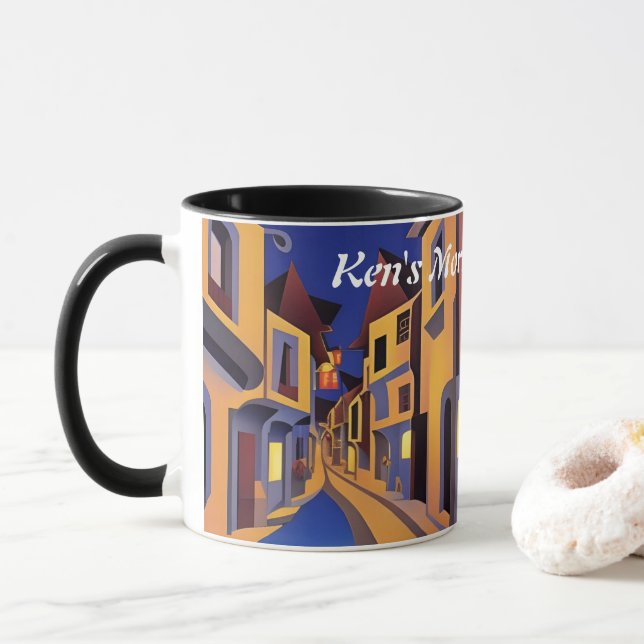 Taza Personalizable personalizado de la cafeína de Ken' (Con donut)