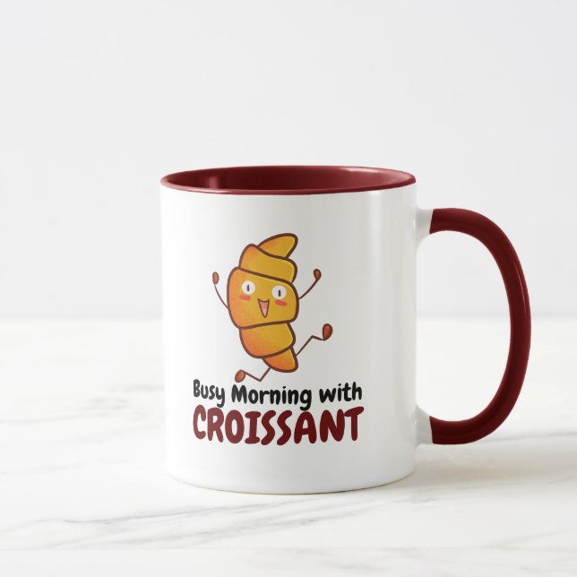 Taza Personalizable por la mañana ocupado con croissant (Derecha)