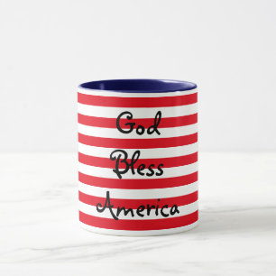 Taza Personalizable Rojo, Blanco y Azul Dios bendiga a