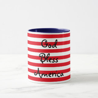 Taza Personalizable Rojo, Blanco y Azul Dios bendiga a 