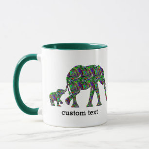 Taza Personalizable Texto Mamá Elefante y Elefante Infa