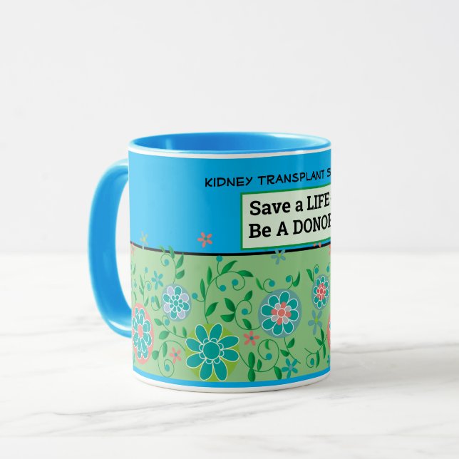 Taza Personalizable Transplantar Donación Café Floral (Anverso izquierdo)
