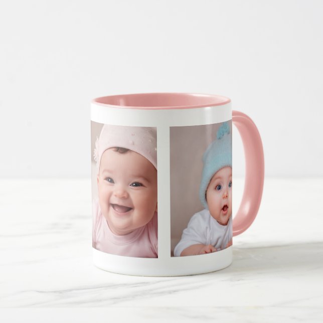 Taza Personalizable Tres Collages de fotos Cerámica Mug (Anverso derecho)