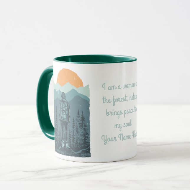 Taza Personalización de la mujer excursionista (Anverso izquierdo)