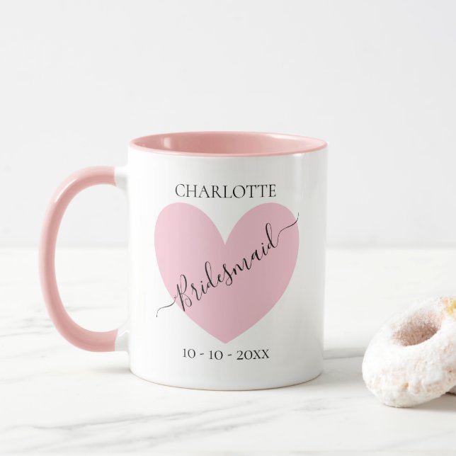 Taza Personalización de la Novia Romana de Corazón (Con donut)