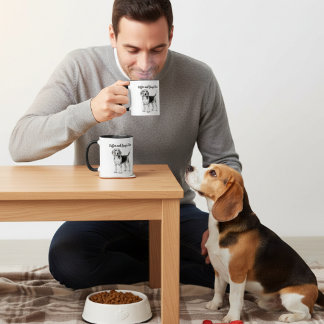 Taza PERSONALIZACIÓN del beagle blanco y el café negro