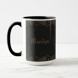 Taza Personalización del fondo negro con borde de hoja