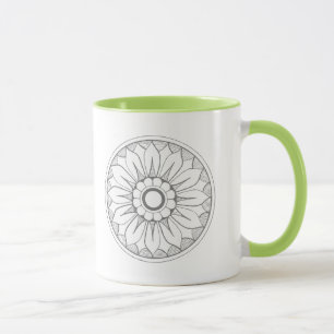 Taza Personalización del patrón de medallón gris y limó
