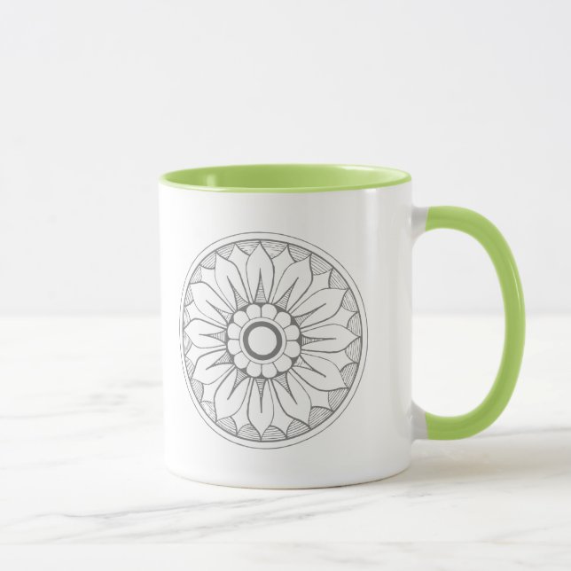 Taza Personalización del patrón de medallón gris y limó (Derecha)
