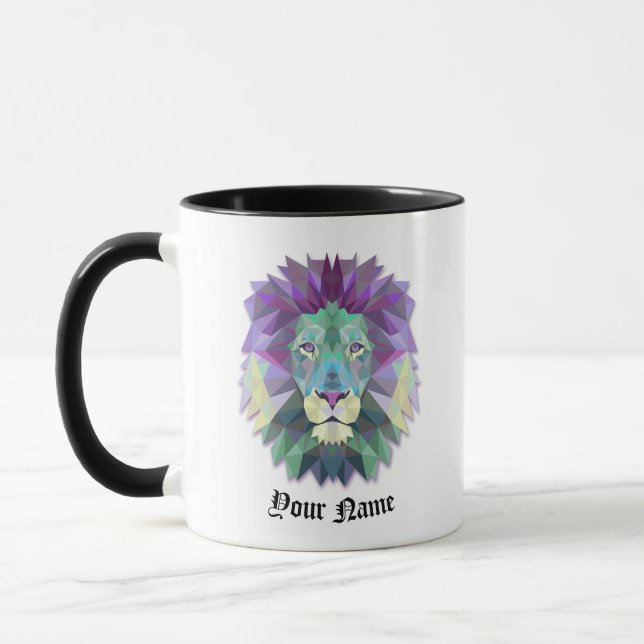 Taza Personalización LION de Ilustracion polígono (Izquierda)
