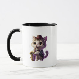 Taza Personalización Nombre Saxofón Saxy Cat