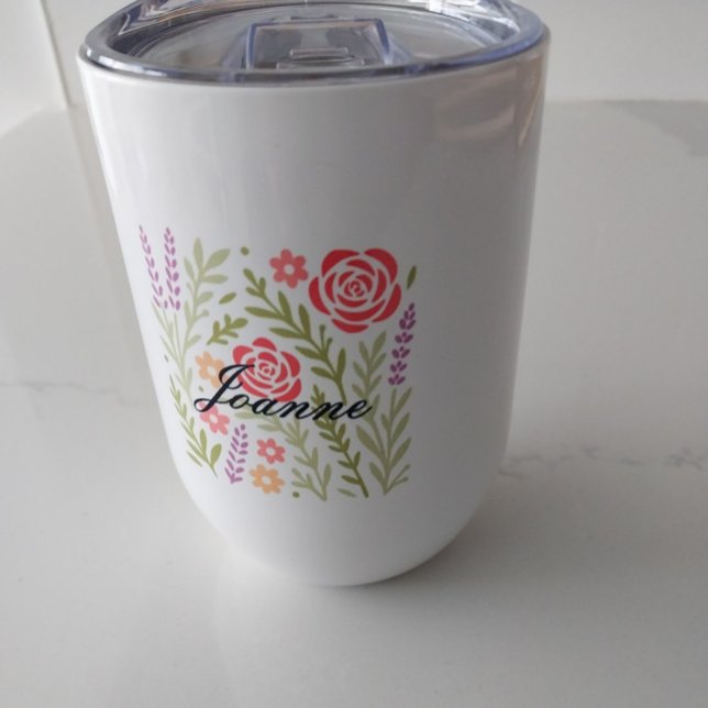 Taza personalizada (This tumbler has top and also a stainless steel straw.)