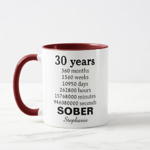 Taza Personalizada 30 Años Sobrio Regalo de Recupe