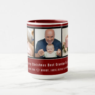 Taza personalizada 3 collage de fotos Mejor abuelo