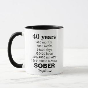 Taza Personalizada 40 Años Sobrio Regalo de Sobrie