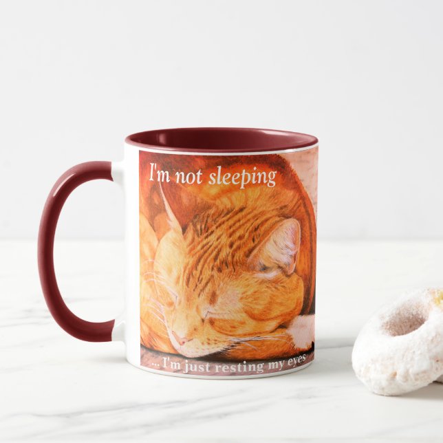 Taza personalizada acuarela del gato del jengibre (Con donut)