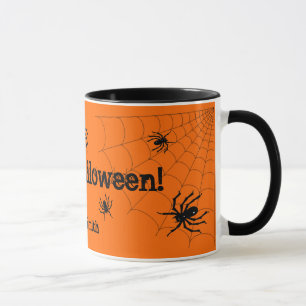 Taza personalizada arañas del feliz Halloween