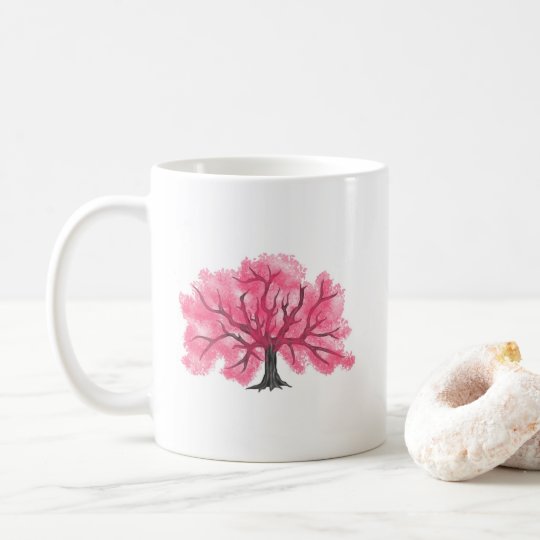 Taza personalizada árbol rosado de las flores de