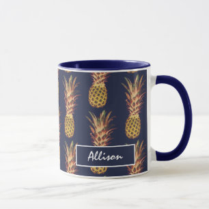Taza personalizada azules marinos elegantes de la